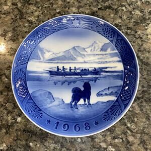 Royal Copenhagen Christmas Plate, 1968, The Last Umiak